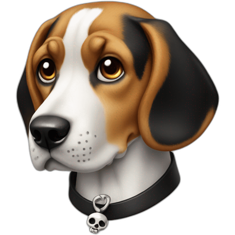 beagle with black collar and skull medallion  emoji