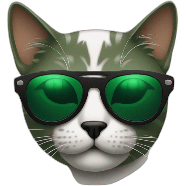 Cat with sunglasses dark and green emoji