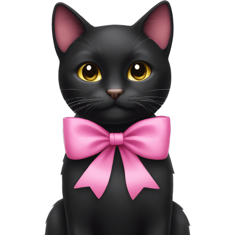 Black cat with pink bow emoji