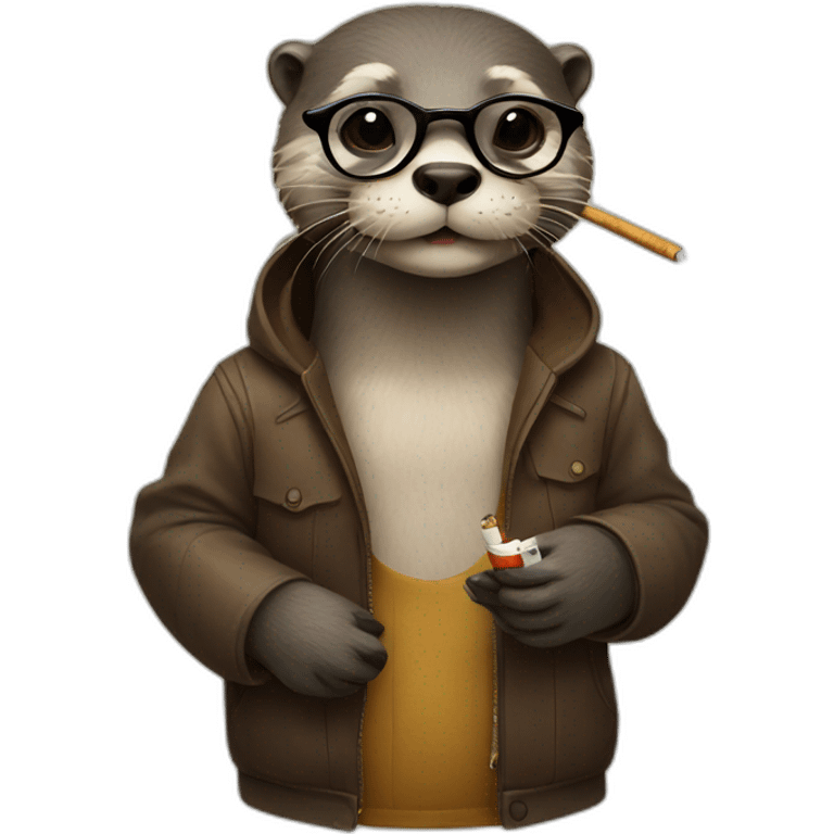 otter with glasses and cigarette emoji