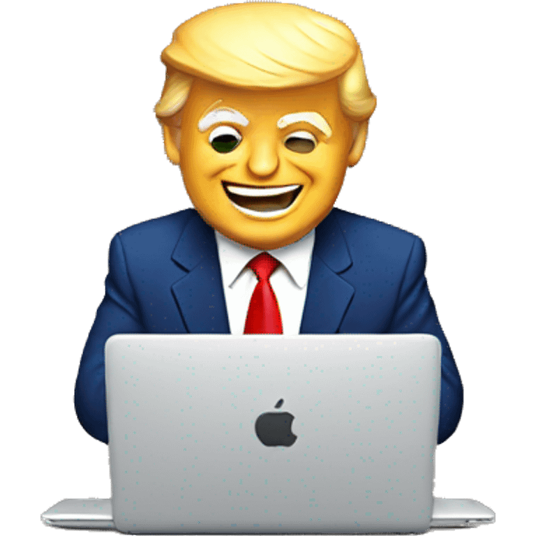 happy trump with laptop emoji