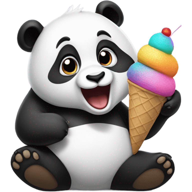 Panda eating ice cream emoji