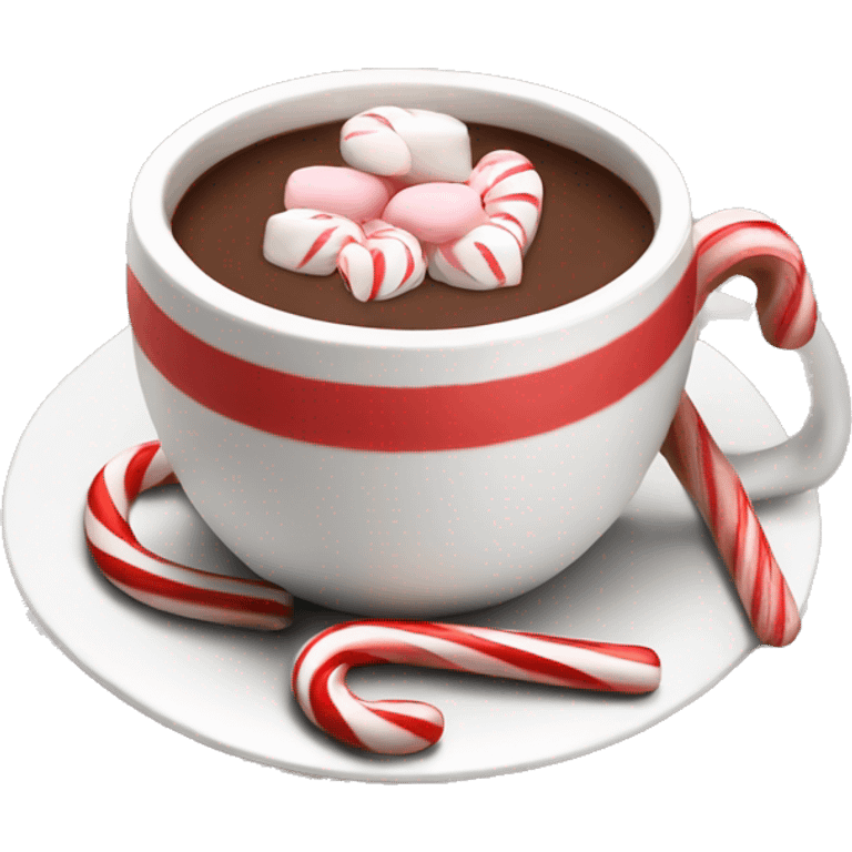 Cup of hot chocolate with candy cane in it emoji