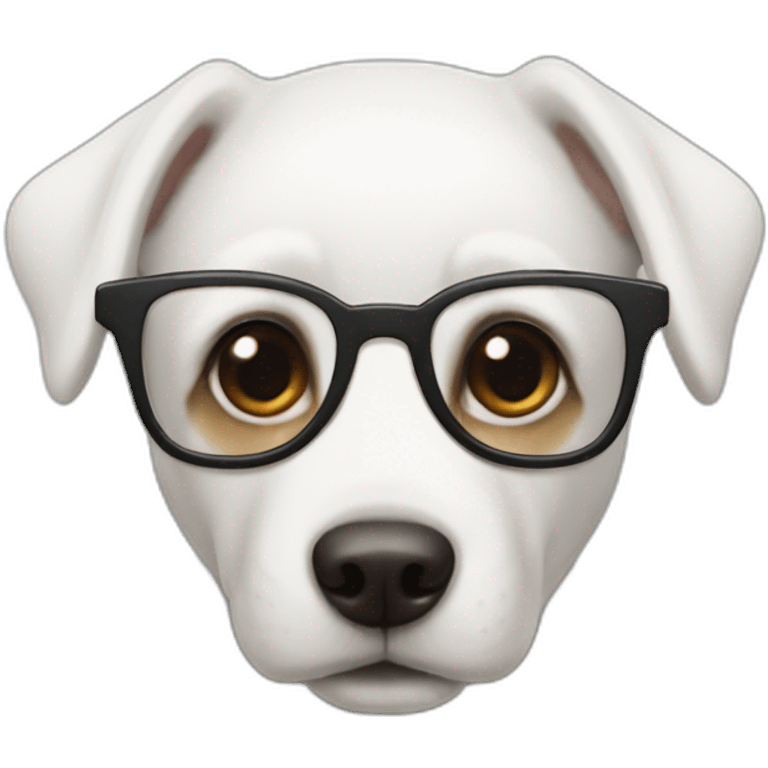 White dog nerd emoji