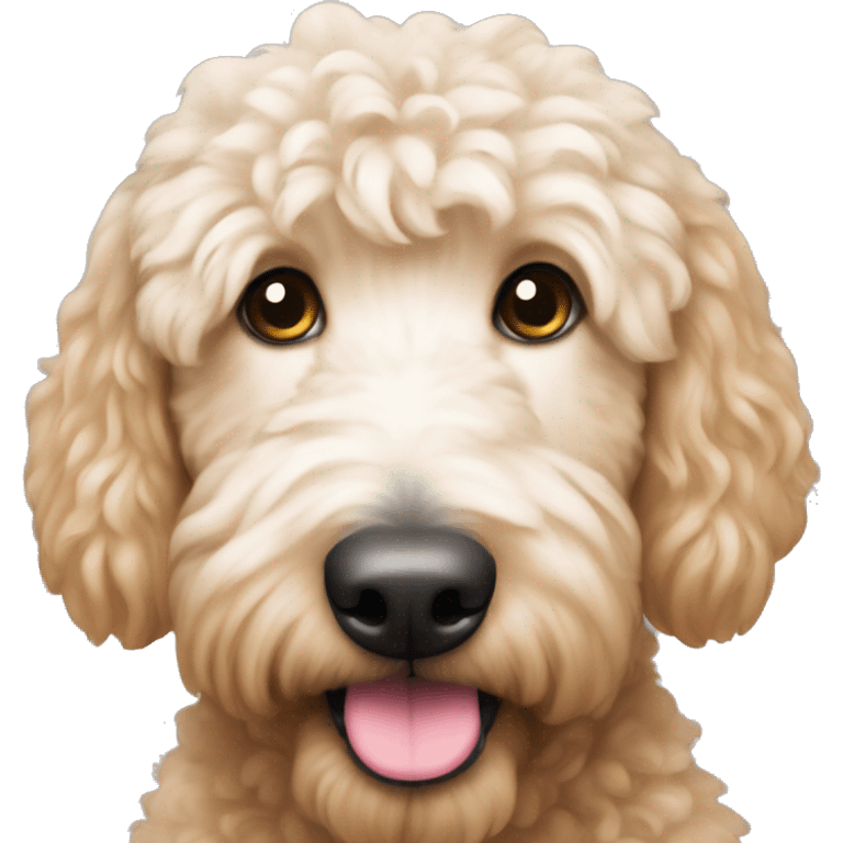 A golden doodle with pink nose and white fur emoji