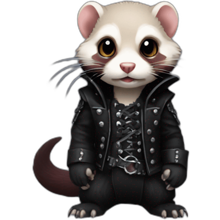 Red ferret wearing black gothic heavy metal clothing emoji