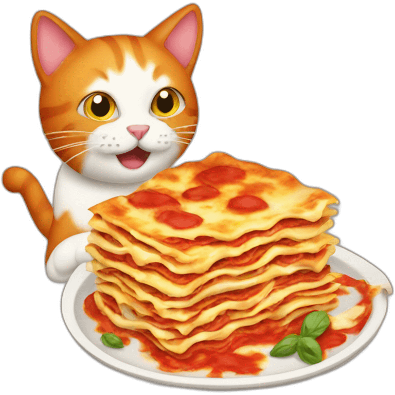 red cat eating lasagne emoji