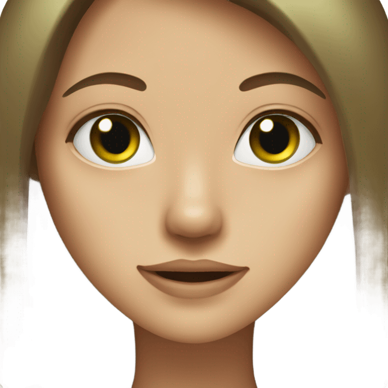 Girl with brown long straight hair and green eyes  emoji