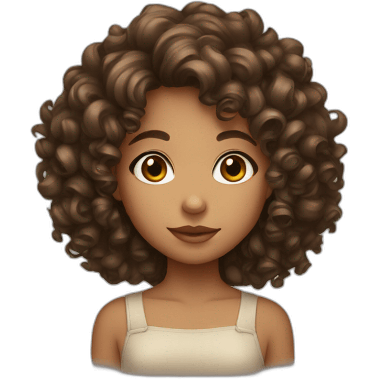 brown eyed girl with a curly hair emoji