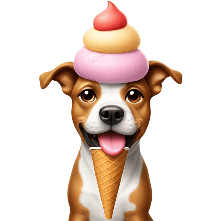 Dog eating ice cream cone wearing beanie  emoji