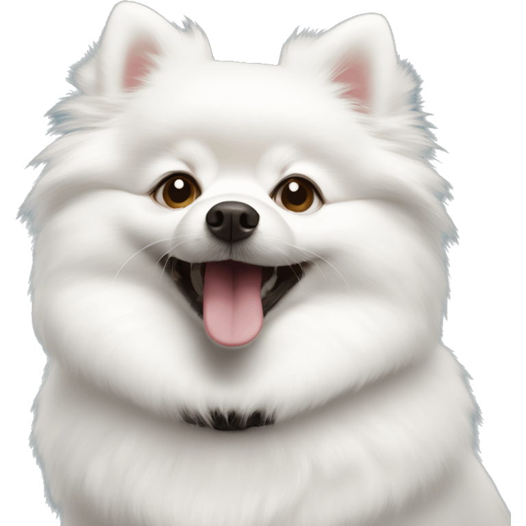 The white Pomeranian is very joyful emoji