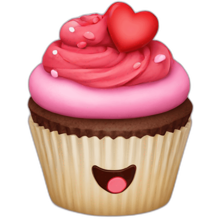 Valentine’s Day cupcake with a happy face emoji