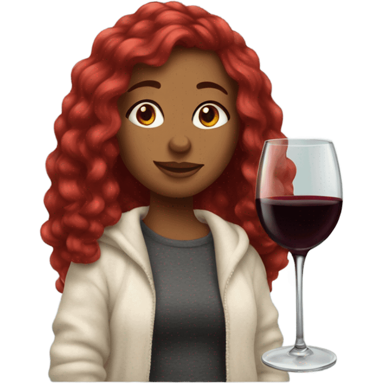 red wine hair girl cozy emoji