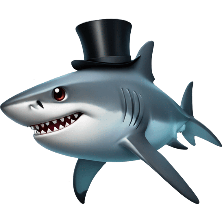 Shark with a top hat emoji