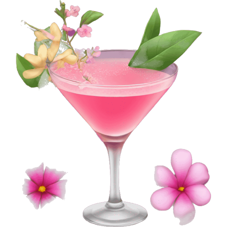 Cocktail with pink flowers emoji