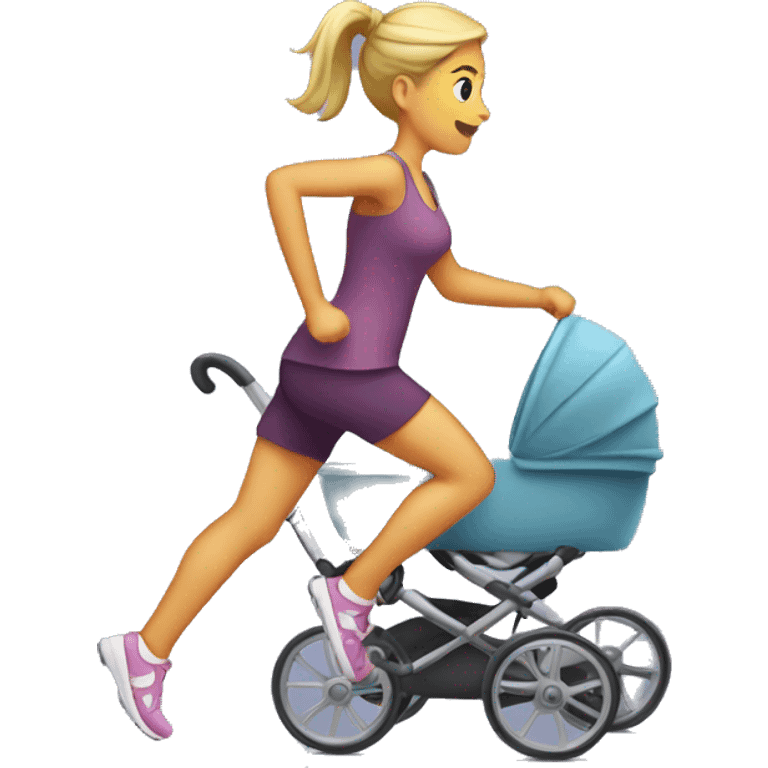 running woman with a baby stroller emoji