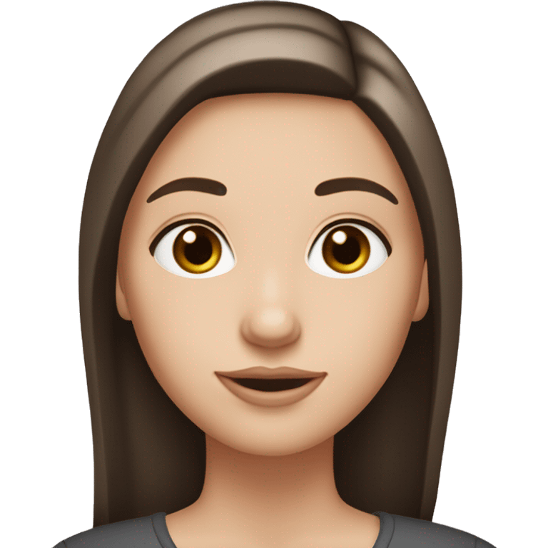 a white girl with dark brown milking brown straight hair middle part that’s short and ends the length on her shoulders with brown eyes and long eyelashes emoji