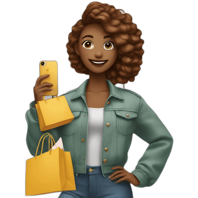 influencer taking selfie with a shopping bag emoji