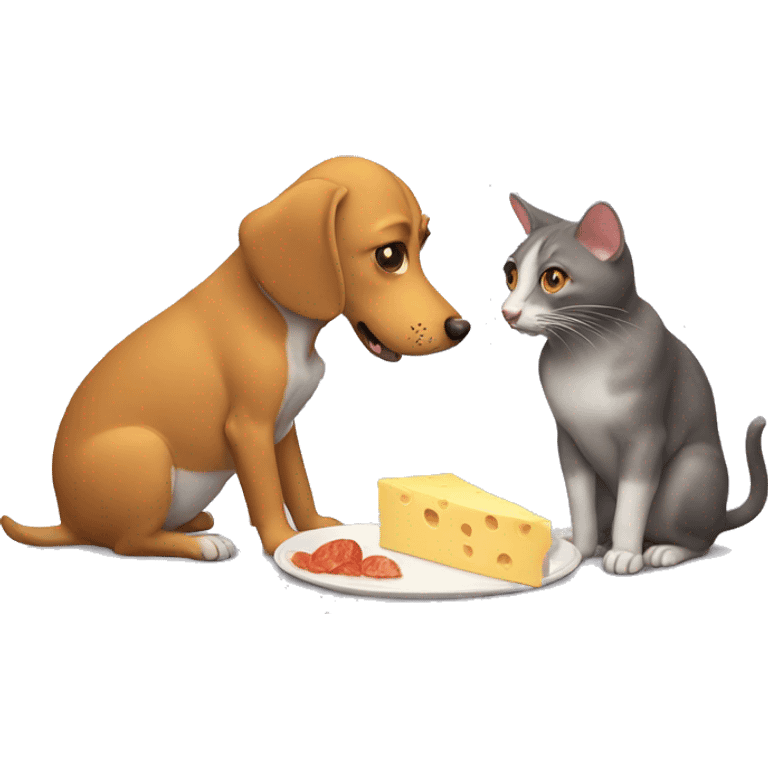 Dog eating cat eating rat eating mouse eating cheese emoji