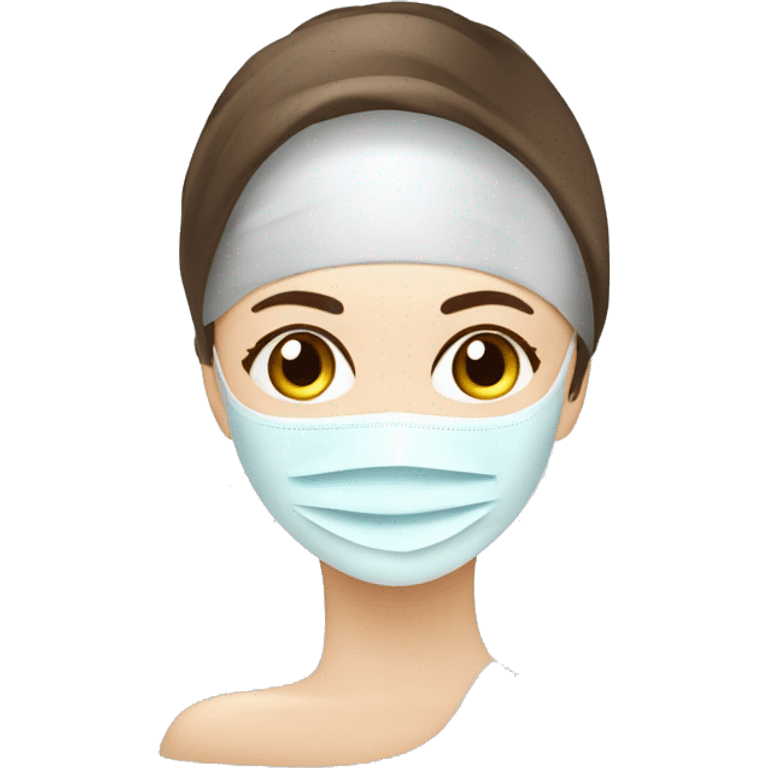 Lady with face mask spa beauty full face relaxing emoji