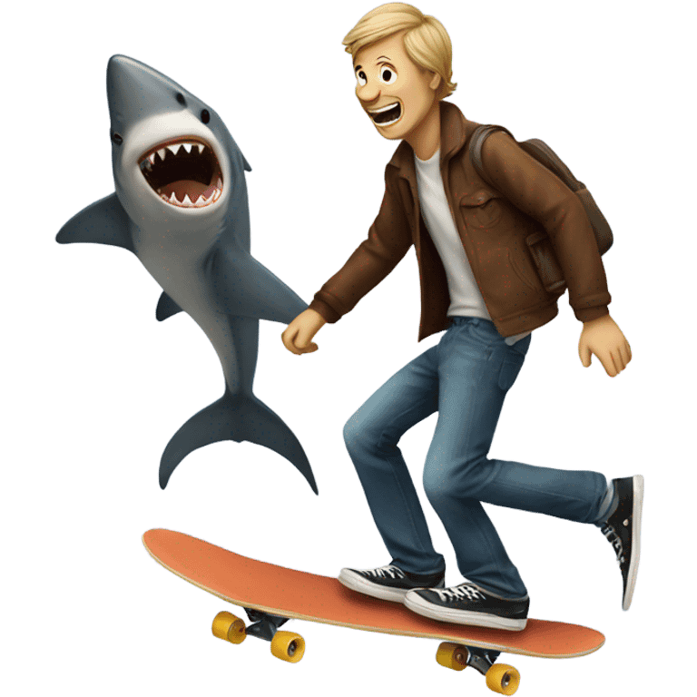  man skateboarding with a shark emoji