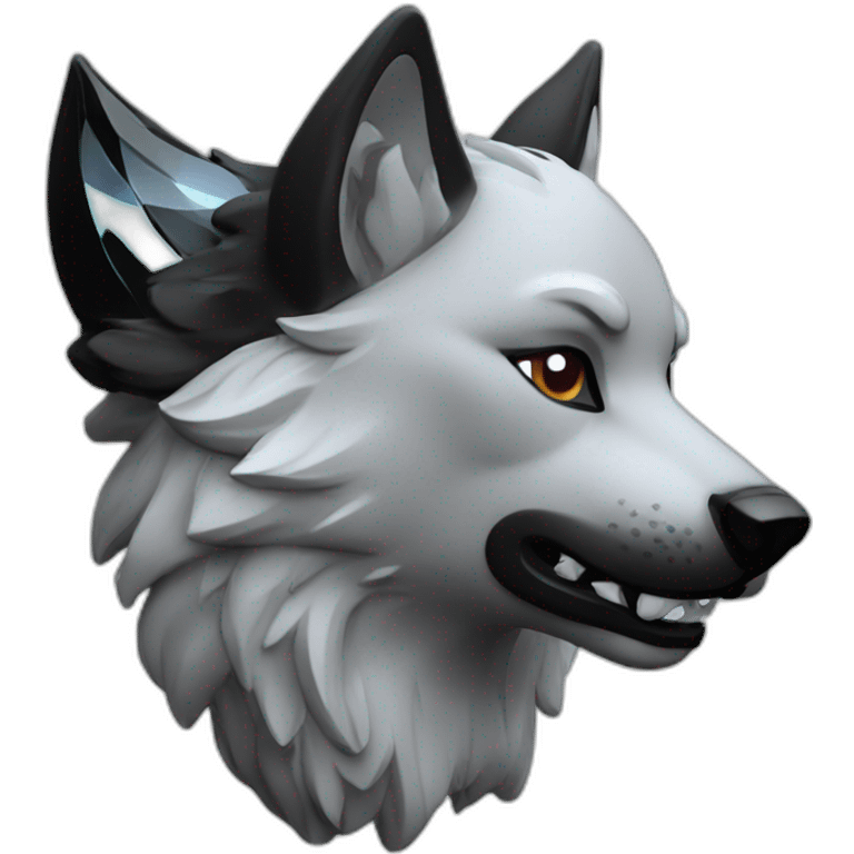 wolf withe black glass emoji