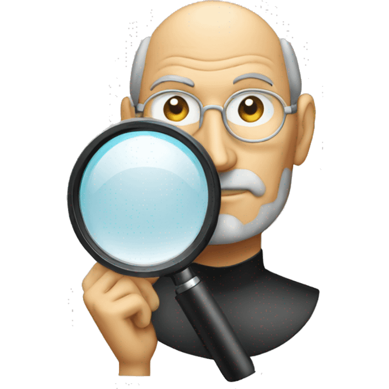 Steve jobs with magnifier emoji