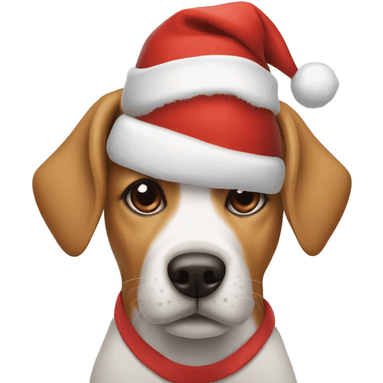 Dog wearing Santa hat emoji