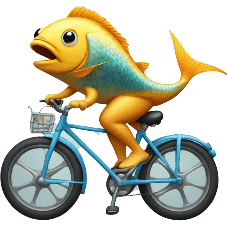 Fish riding a bike emoji