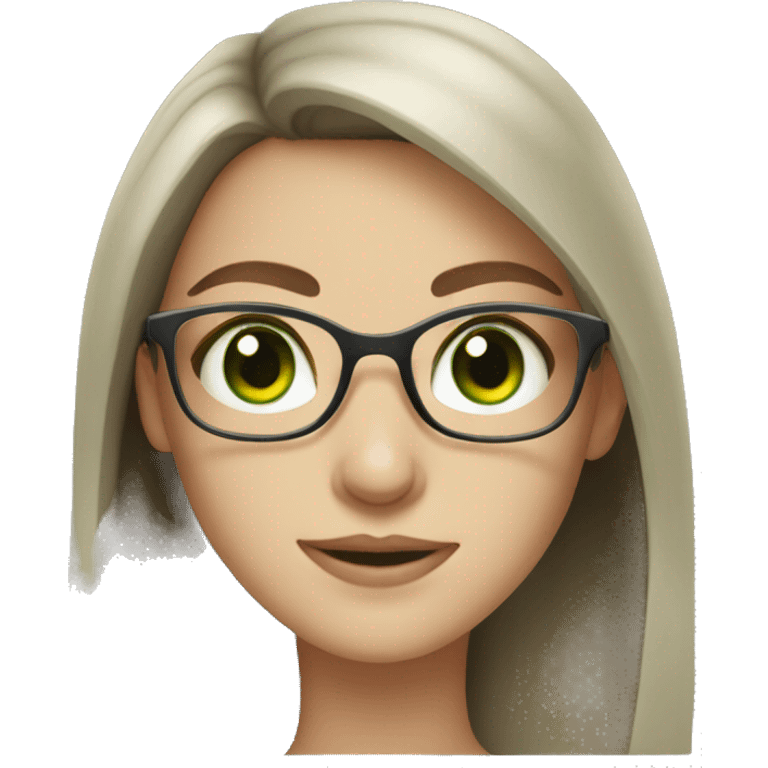 Green eye Pale brunette girl with glasses and long hair emoji