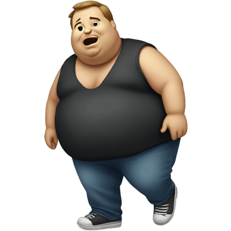 Morbidly obese man rolling along emoji