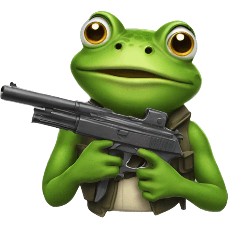 Frog with gun emoji