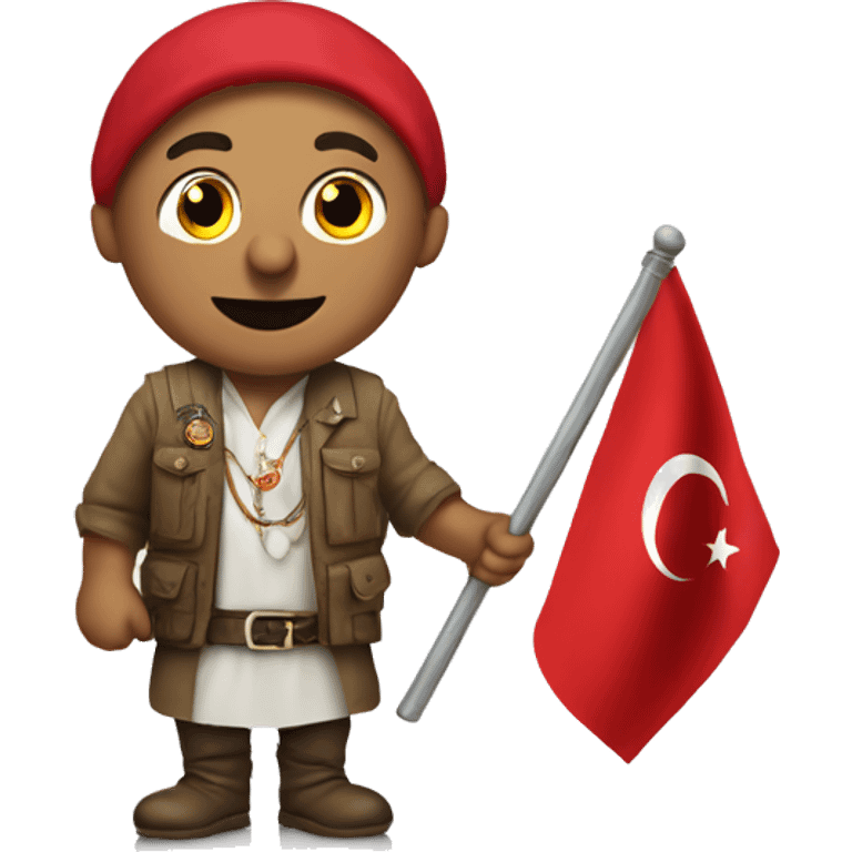 A turk with a turkish flag on his hand emoji