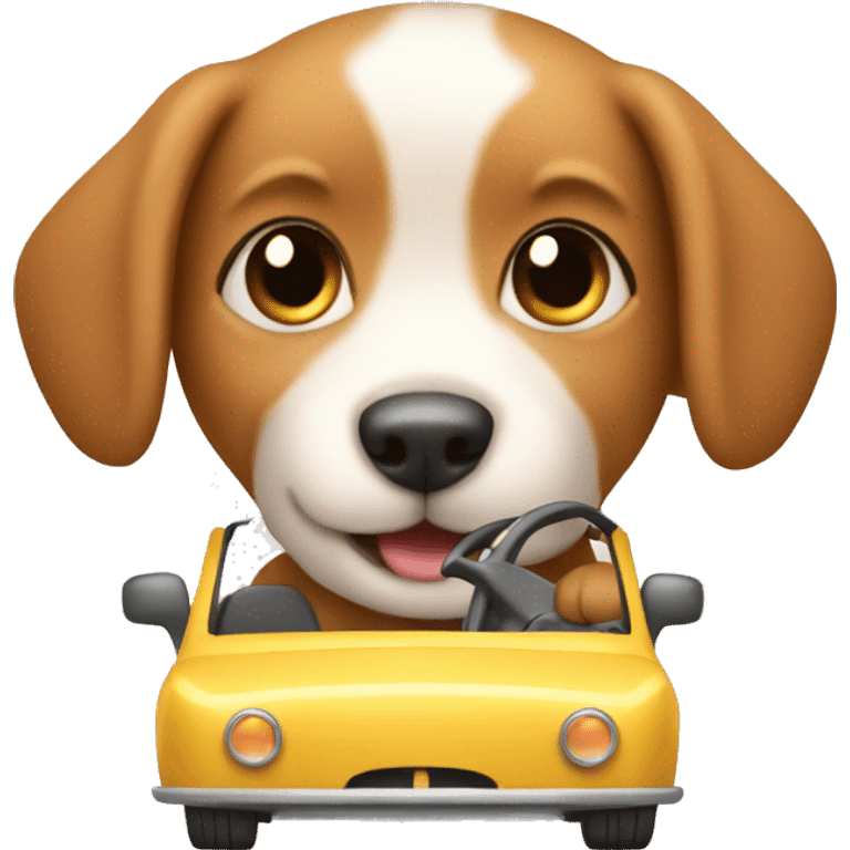 Cute puppy driving car emoji