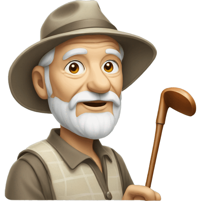 wise old man portrait golfing  emoji