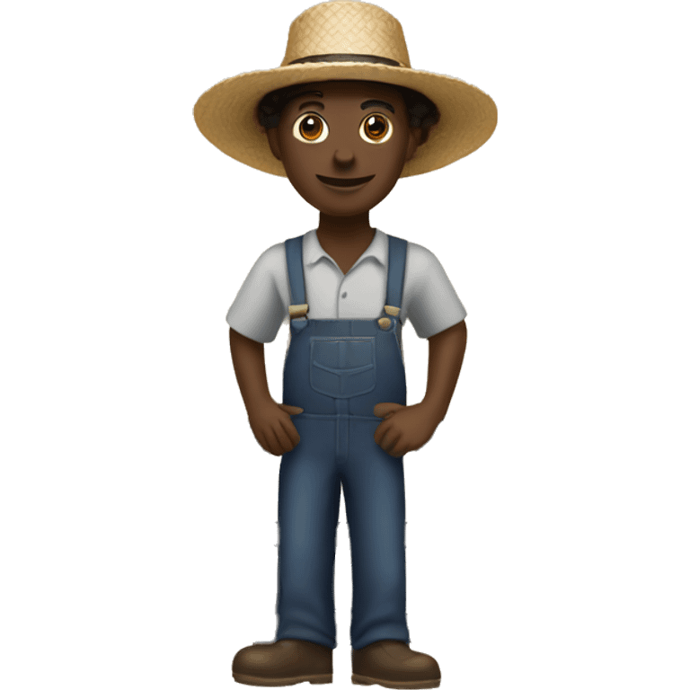 A black farmer with an afro and a straw hat in front of a black track gate
 emoji