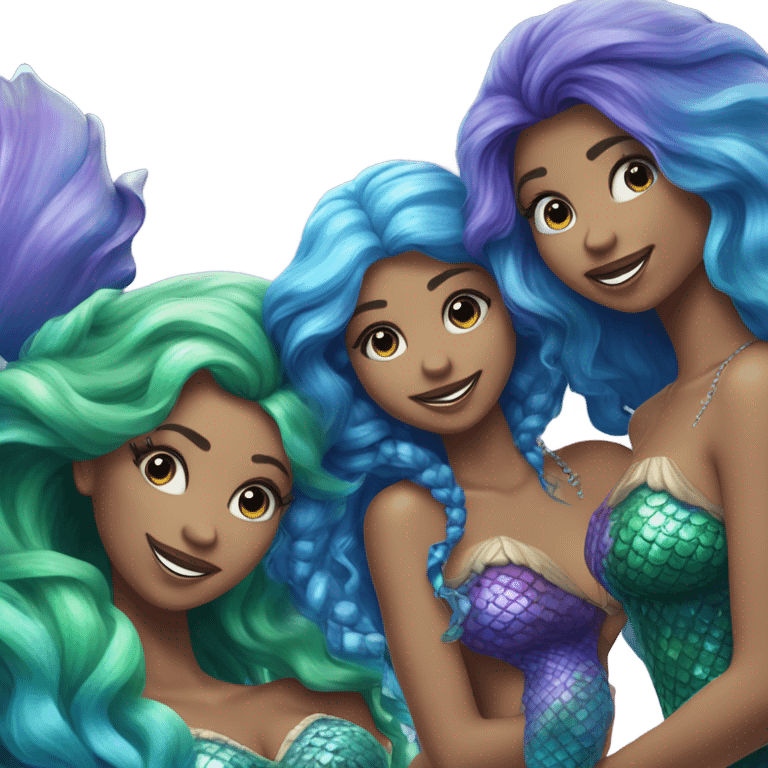 Three mermaid sisters emoji