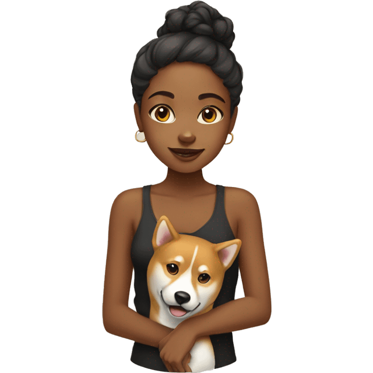 Black girl with Shiba Inu  emoji