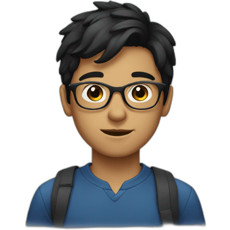 a boy with dark hair, wearing glasses emoji