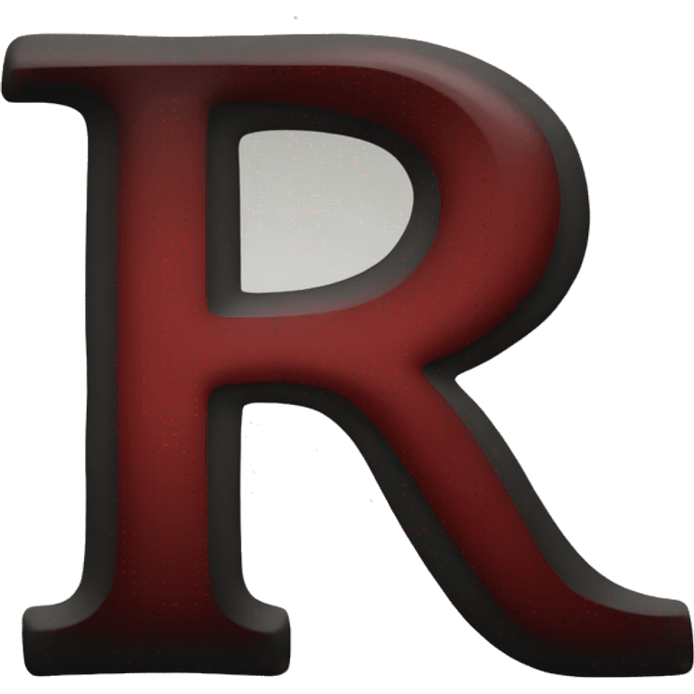 Letter-R-deep-red-and-black-colour emoji