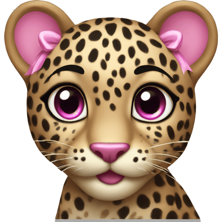 Leopard with pink bow emoji