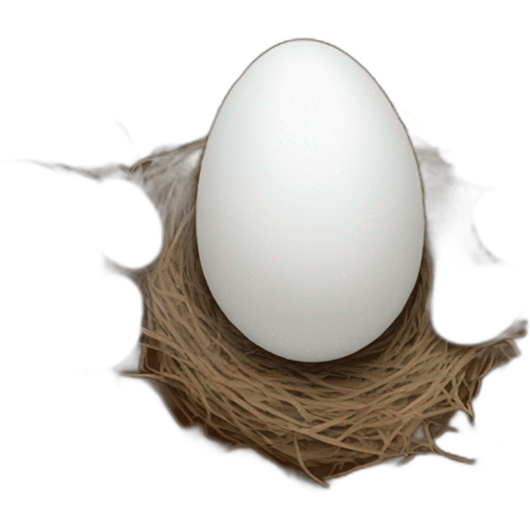 large egg among other small ones in the nest, without the yolk showing emoji