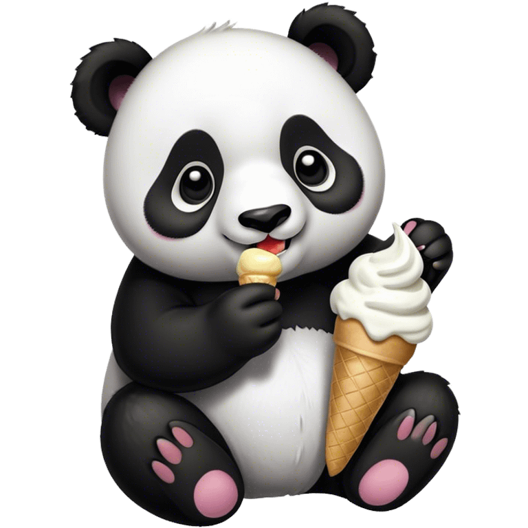 Panda eating ice cream emoji