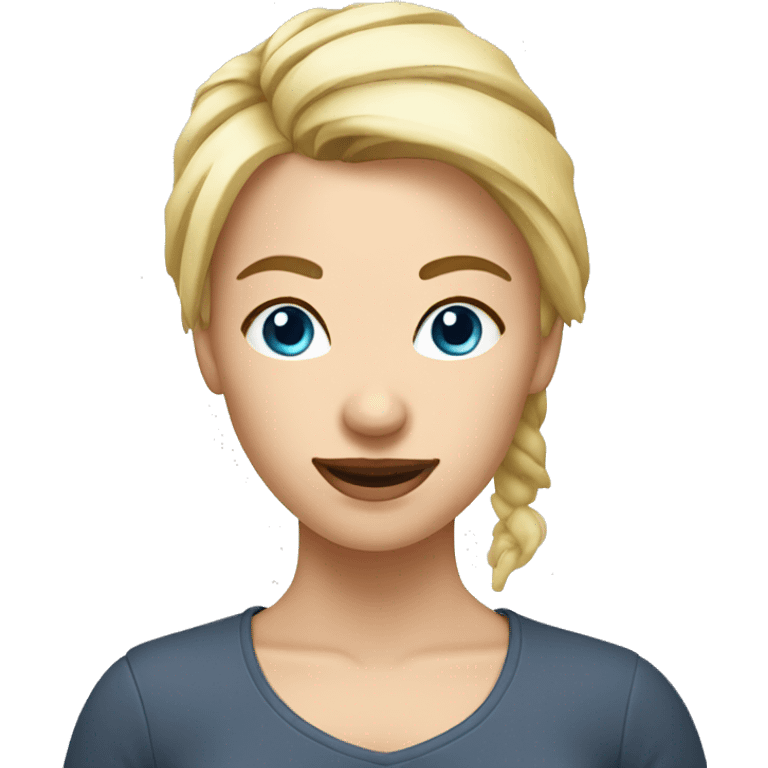 woman with blond Hair and Blue Eyes growing rosemary out of her head emoji