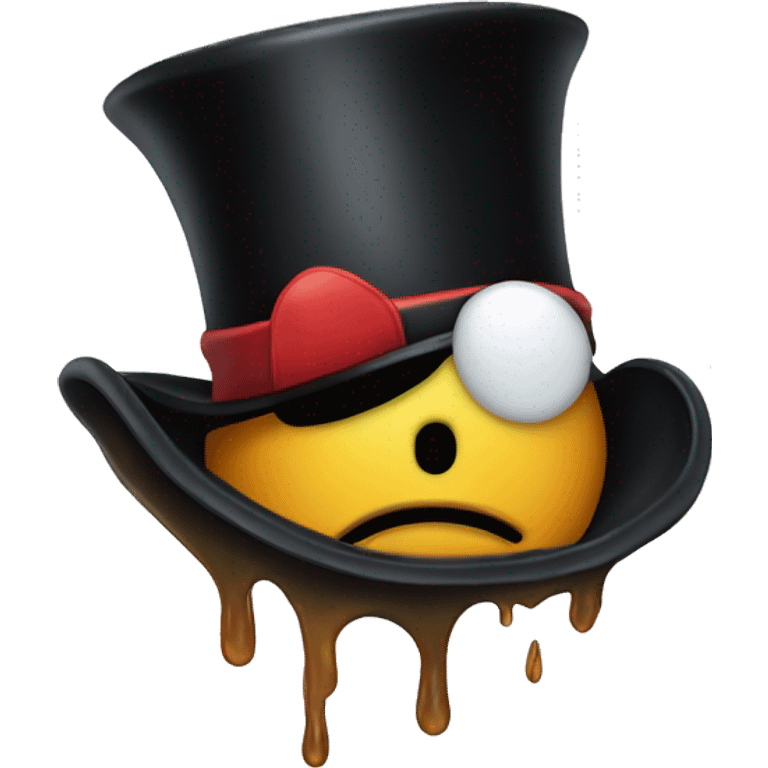 Melting face in a top hat emoji