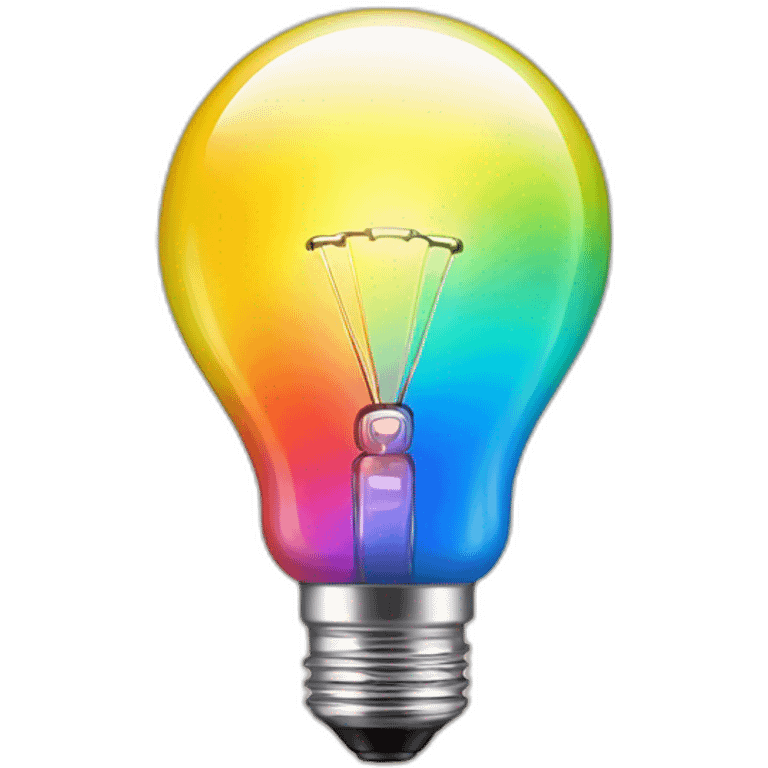 shiny light bulb in rainbow emoji