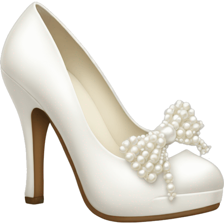 White heels with pearls and bows emoji