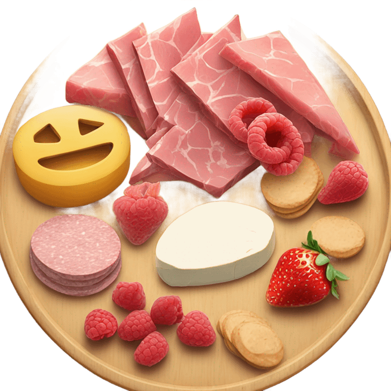 Pink Charcuterie board on a wooden platter  emoji