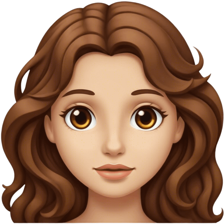 Girl with long brown wavy hair, beige skin  emoji