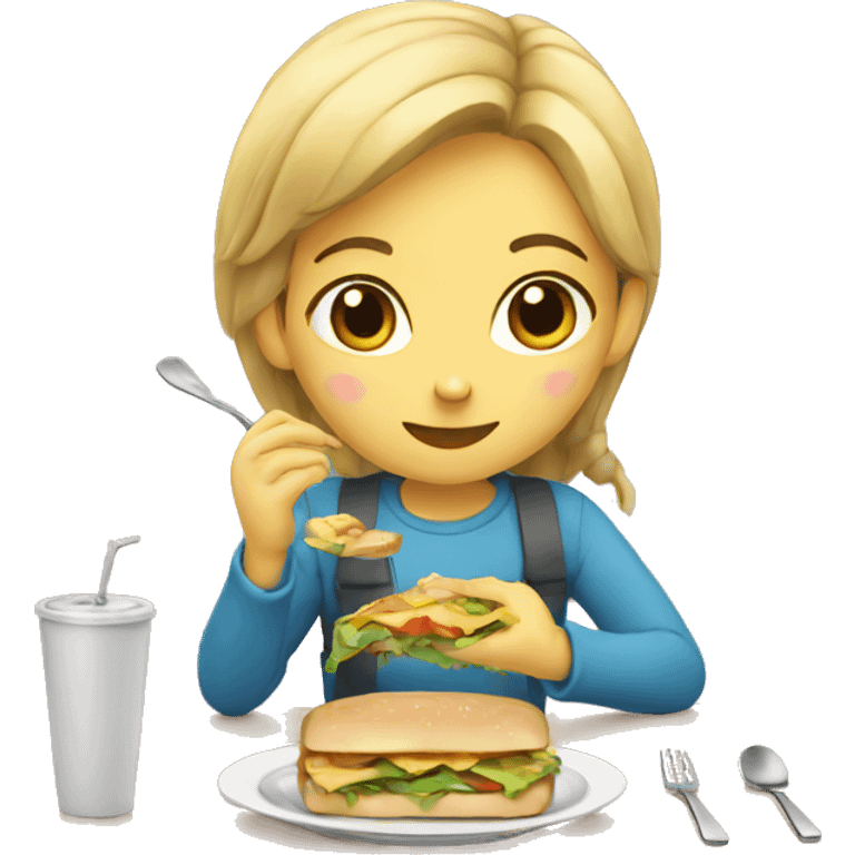 Girl eating lunch emoji